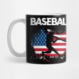 American Flag Baseball Team Gift for Men Boys Girls Women Mug